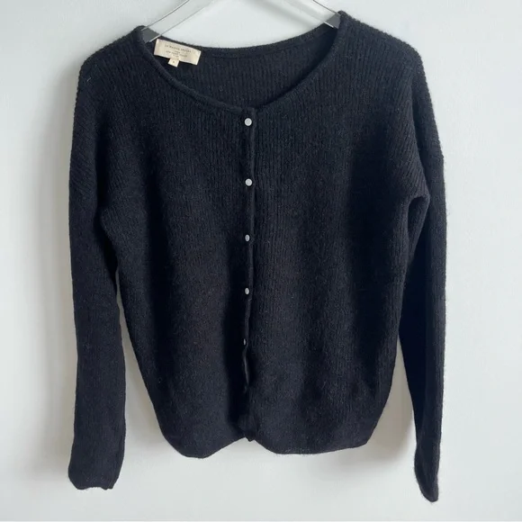 Sézane Gaspard Cardigan Black Mohair Blend Button Sweater S - Picture 4 of 10